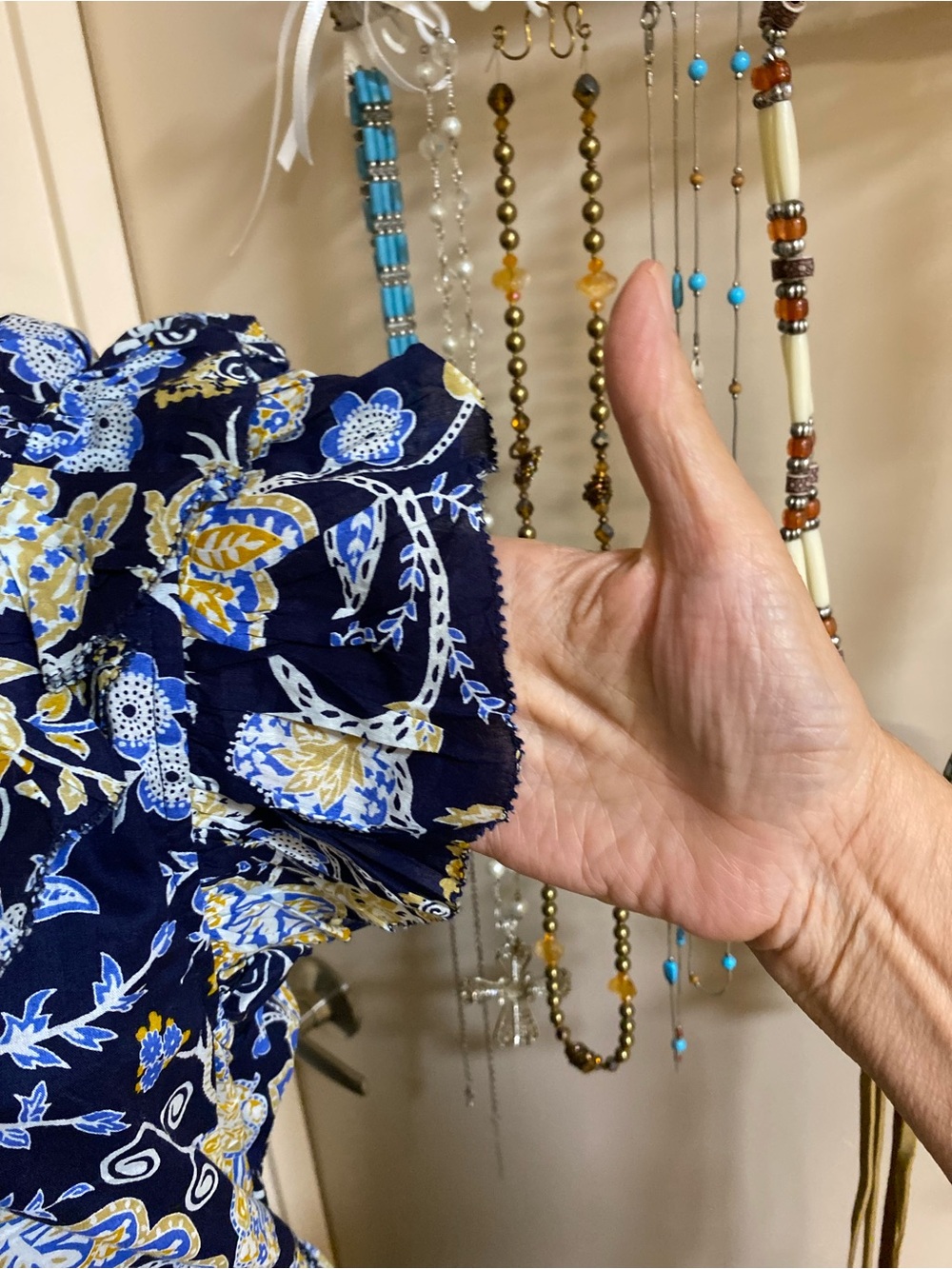 Elan Navy and Yellow Floral Ruffled Midi Dress - Picture 5 of 16